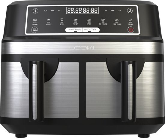 Looki Dubbele Airfryer XXL - 2000W - Duo Heteluchtfriteuse - Oven - 9.2 L - 50-200 °C