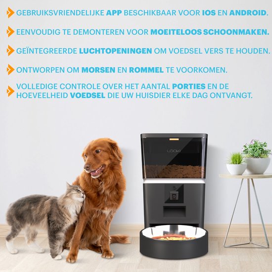 Looki Slimme Voerautomaat met Camera - Matzwart - Katten & Honden - Automatisch - Instelbaar Voedingsschema - WIFI - Voerbak zwart