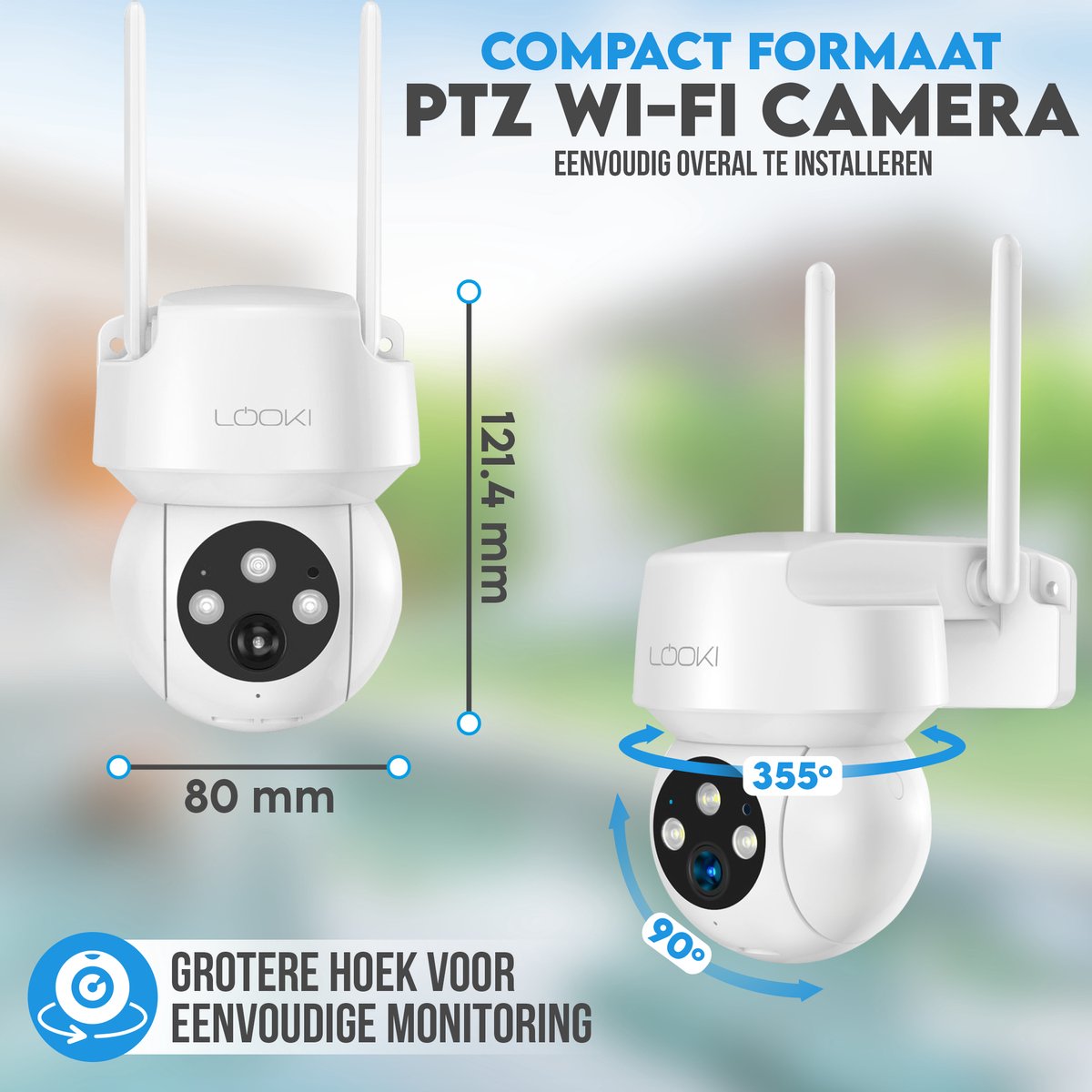 Looki 2K 360Pro Mini Beveiligingscamera incl. 32GB SD-kaart