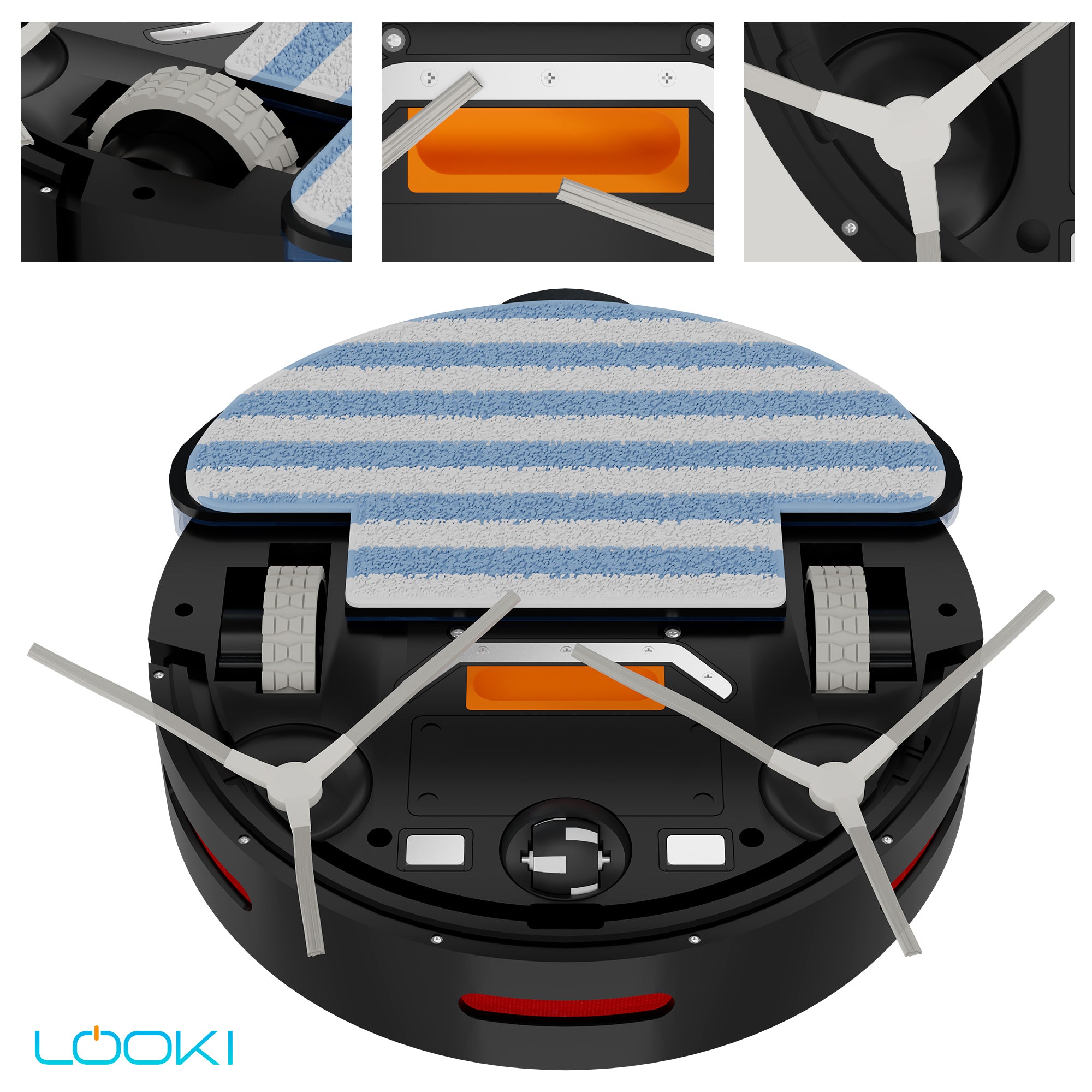 Looki 3-in-1 Robotstofzuiger met Dweilfunctie - Automatisch - Met Laadstation - Draadloze Robot Stofzuiger - 45DB - Zwart