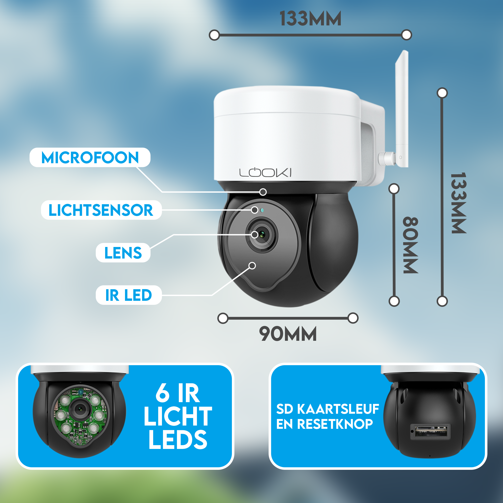 Looki 360ProX Beveiligingscamera 5MP incl. 32GB SD-kaart