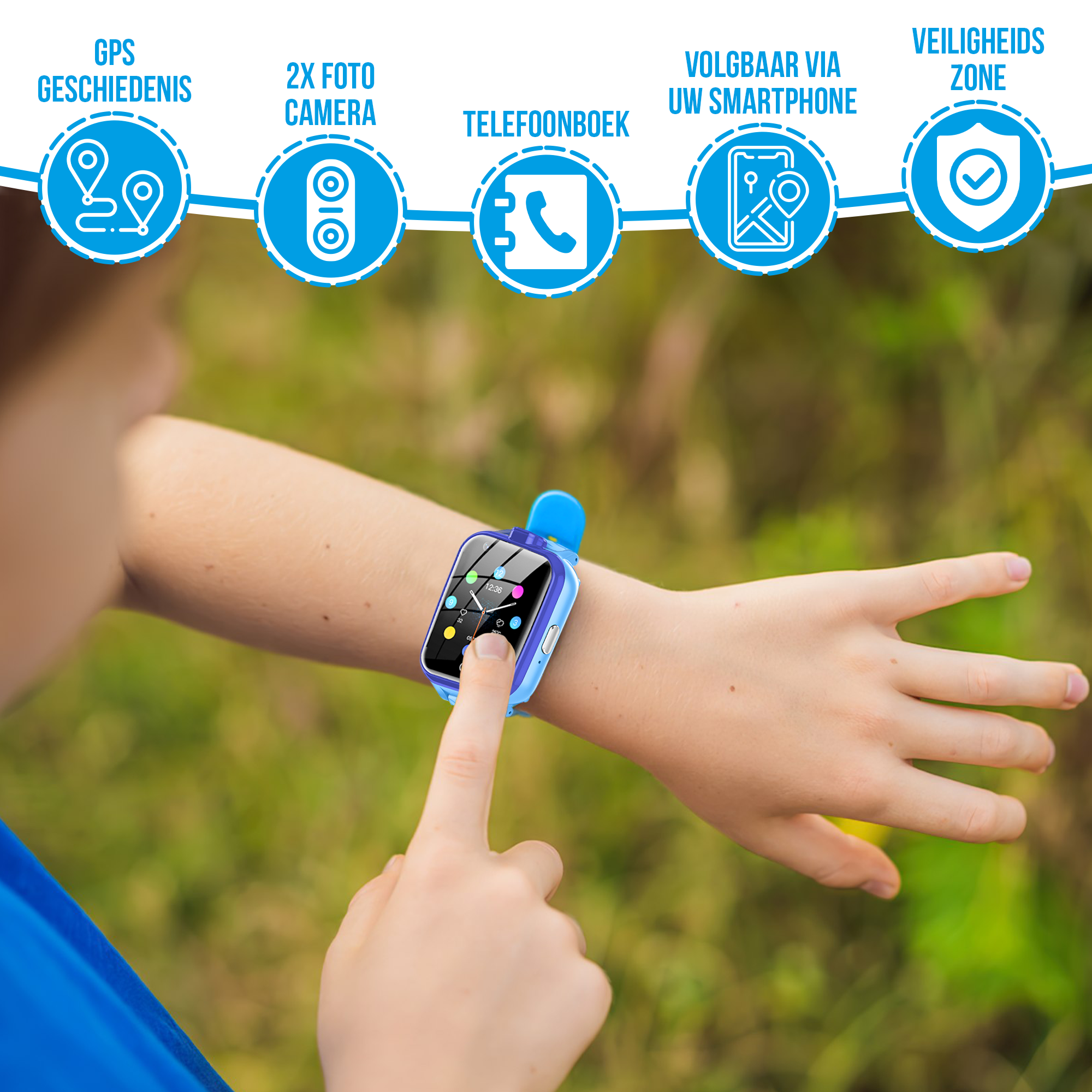 Looki Kids Smartwatch Blauw - extra Horlogeband