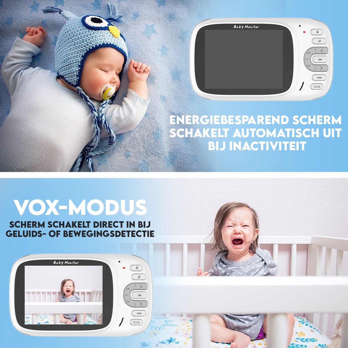 Looki Babyfoon met Monitor - met o.a. Temperatuursensor en 8 Slaapliedjes - Beveiligingscamera Binnen - Draadloos - Camera Beveiliging